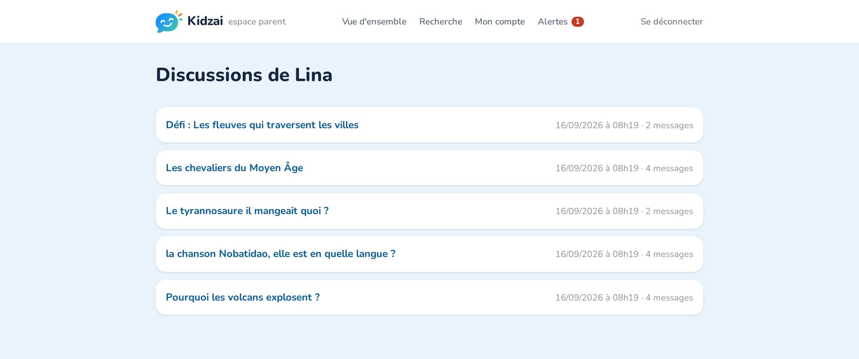 Les discussions d'un enfant