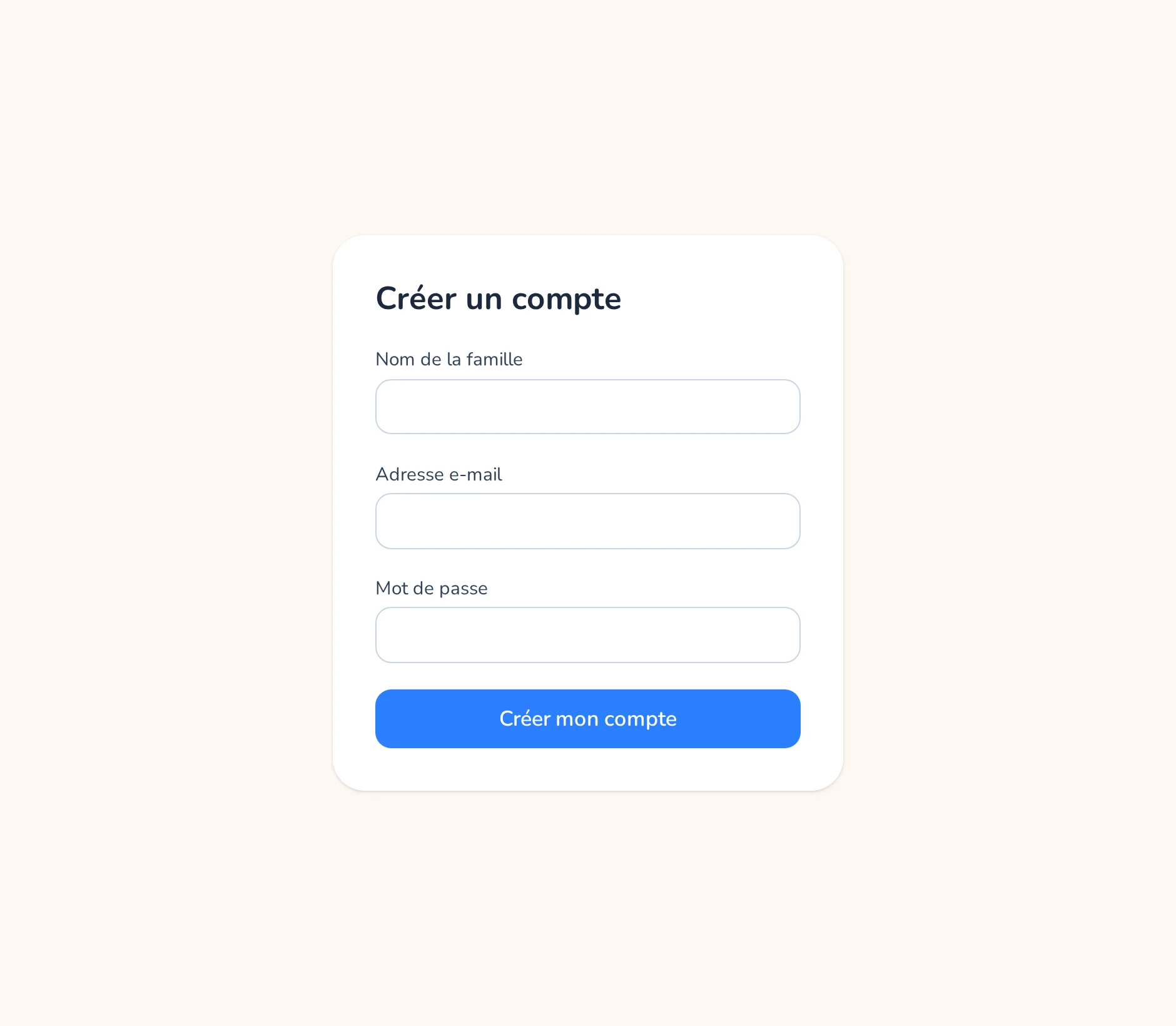 La création de compte